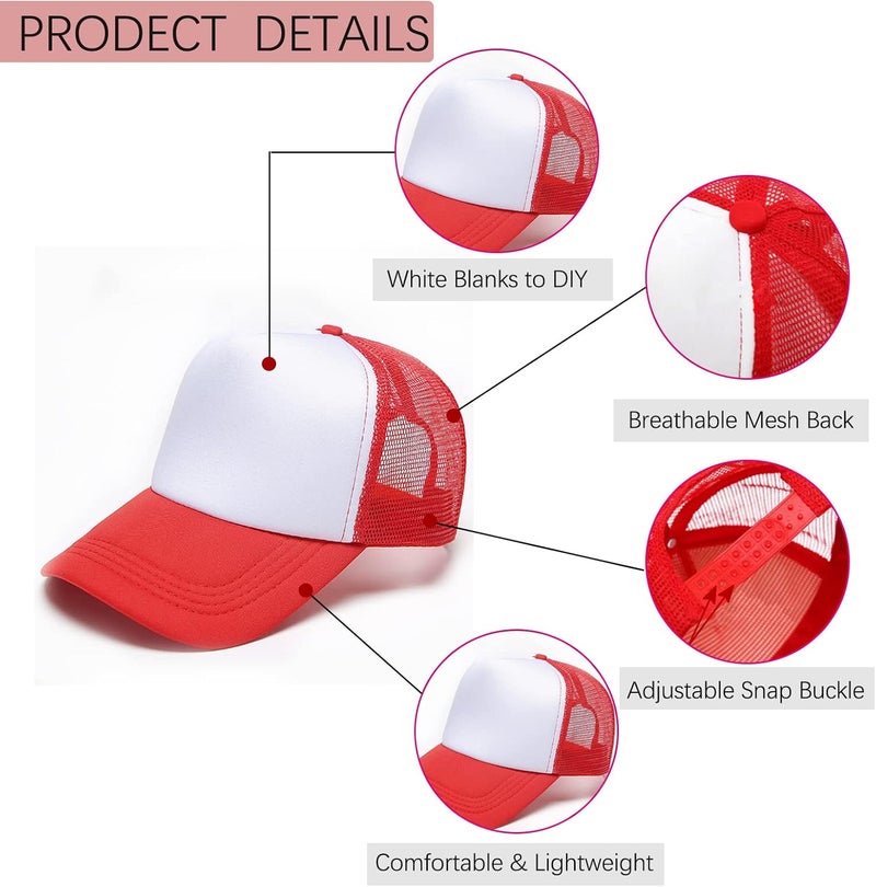 Ultrafun 6 Pack Kids Trucker Hat Sublimation Blank Plain Hats Mesh Adjustable Outdoor Sports Baseball Caps for Boys Girls - Image 3
